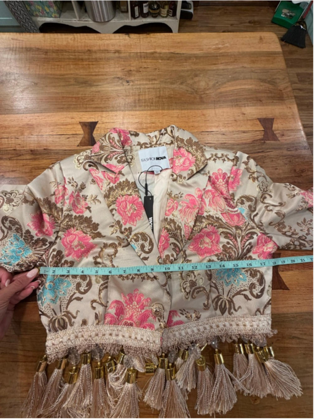 Fashion Nova Tassel Brocade Cropped Blazer - Boho Glam Party Chic - Large - Picture 14 of 16